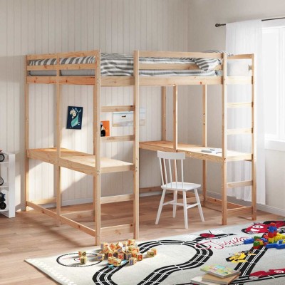 High bed with desk and...