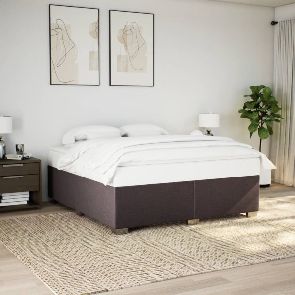 Bed frame without mattress, dark brown, 200x200cm, fabric