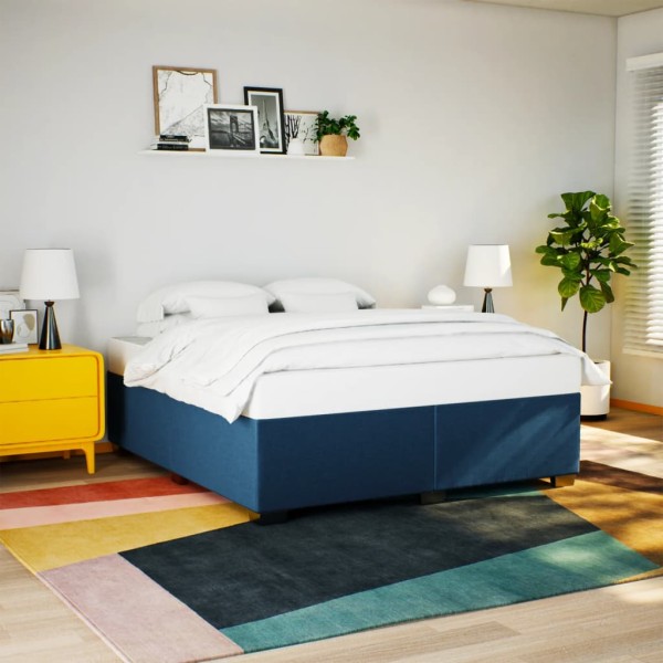 Bed frame without mattress, blue color, 200x200cm, fabric
