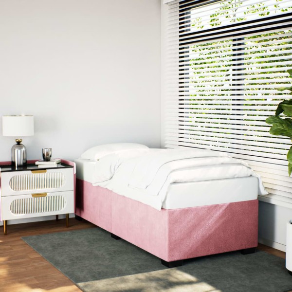 Bed frame, pink, 80x200 cm, velvet