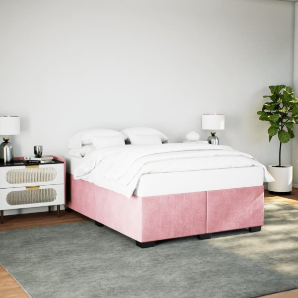 Bed frame, pink, 140x190cm, velvet