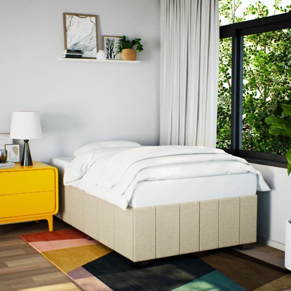 Bed frame without mattress, cream color, 120x200cm, fabric