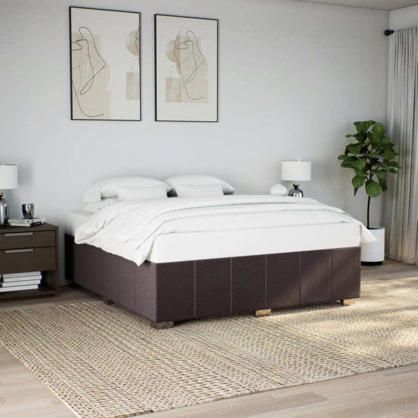 Bed frame without mattress, dark brown, 200x200cm, fabric