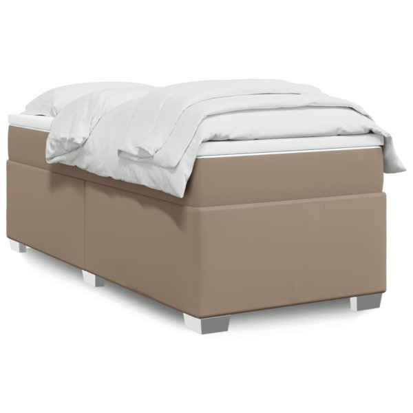 Bed with springs/mattress, cappuccino, 80x200cm, artificial leather