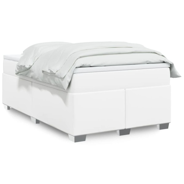 Bed with springs and mattress, white, 120x200cm, artificial leather
