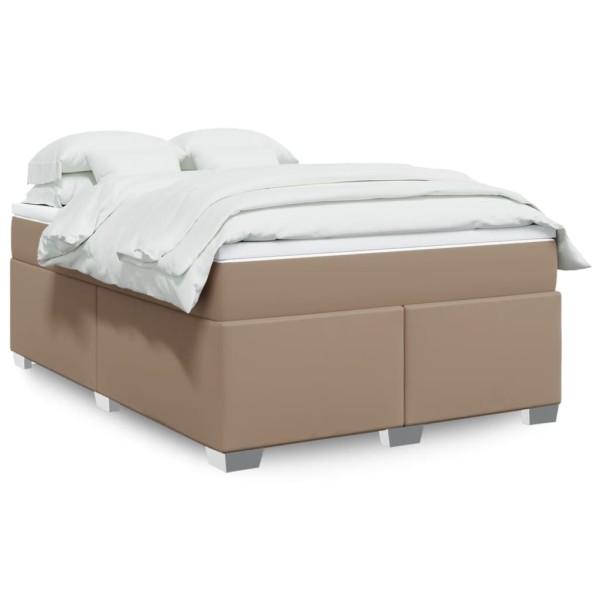 Bed with springs/mattress, cappuccino, 140x200cm, artificial leather