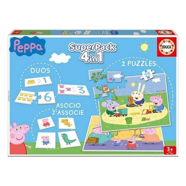 Izglītojošā Spēle Peppa Pig SuperPack 4 in 1 Educa Daudzkrāsains (Spāņu)