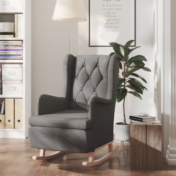 Armchair with rubber tree legs, dark gray, fabric