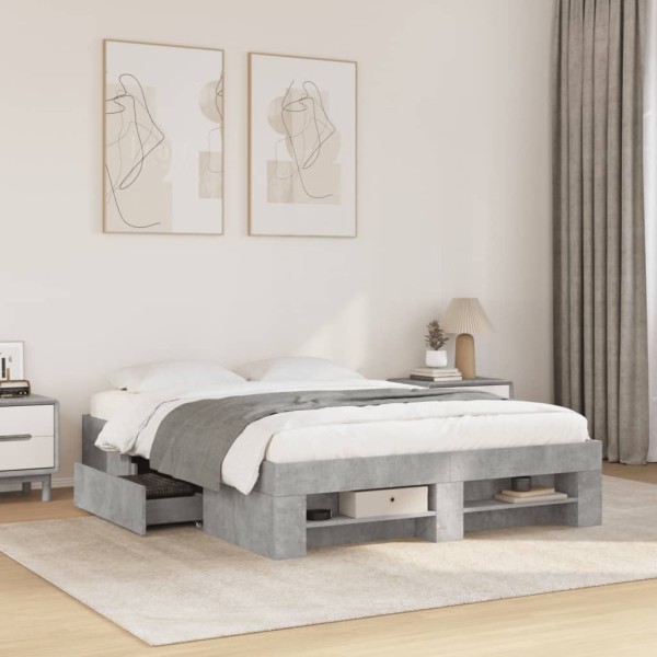 Bed frame, concrete gray color, 140x200cm, processed wood