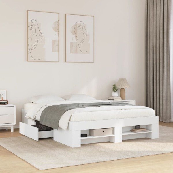 Bed frame, white, 135x190cm, processed wood