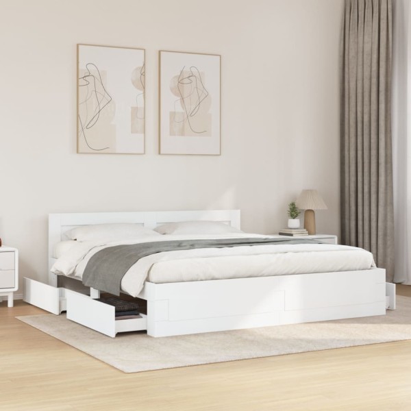 Bed frame with headboard without mattress, white, 180x200cm