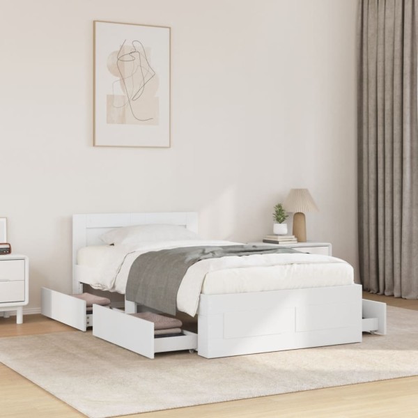 Bed frame with headboard without mattress, white, 100x200cm