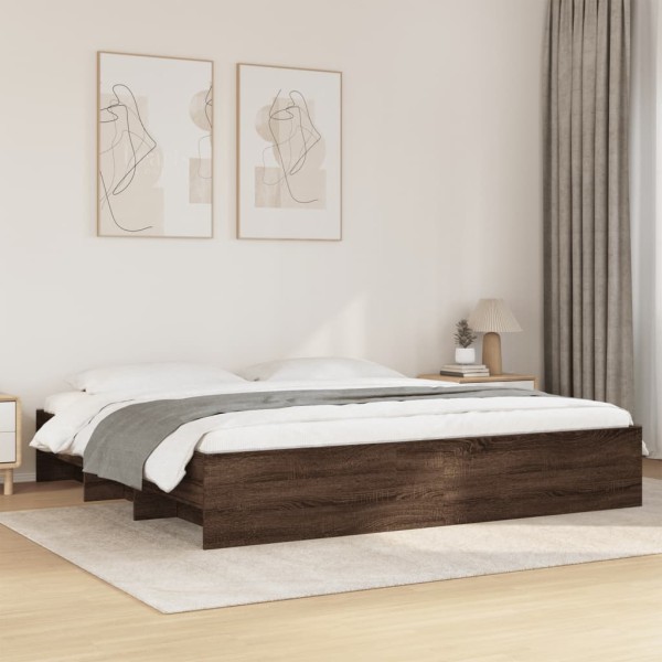 bed frame without mattress brown oak 200x200 cm