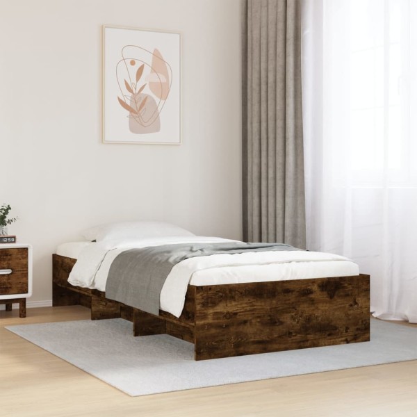 Bed frame without mattress, smoky, 90x190cm, processed wood