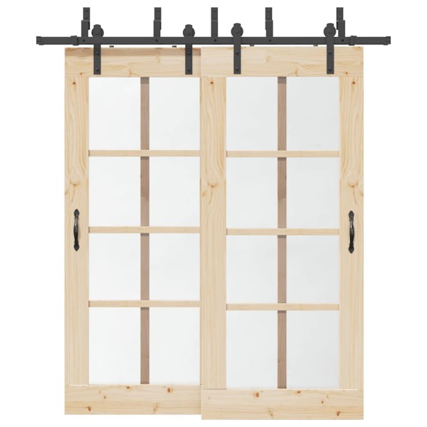 Sliding door hardware set, black sp., 200cm, steel