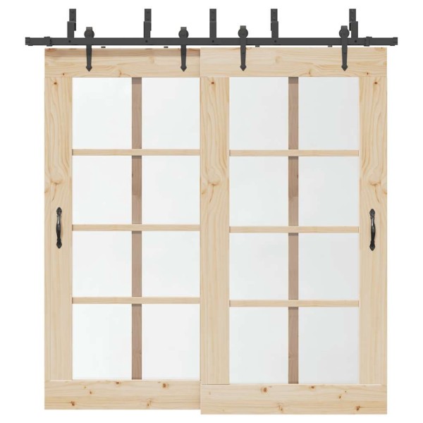 Sliding door hardware set, black, 213.5cm, steel