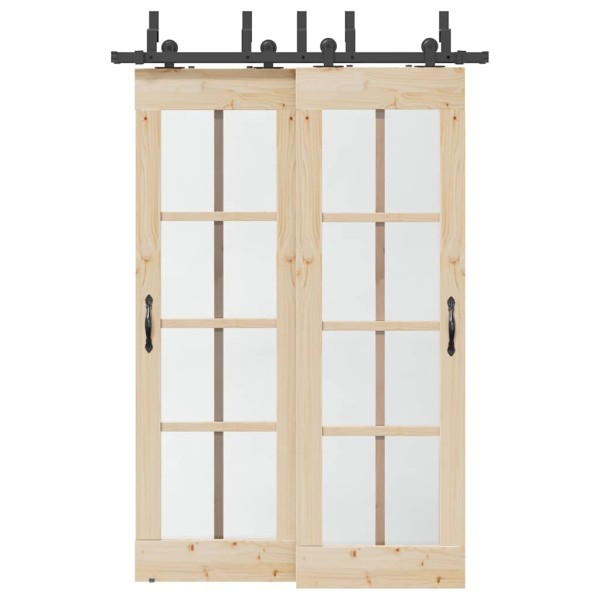 Stumdomų durų įrangos rinkinys, juodos sp., 152,5cm, plienas