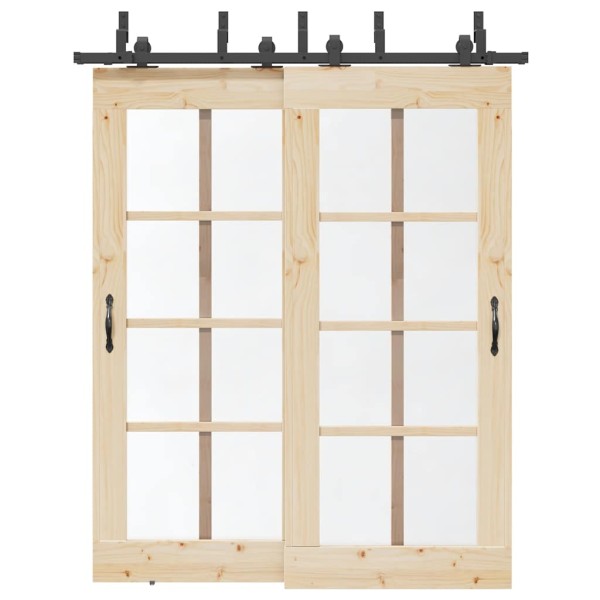 Sliding door hardware set, black, 183 cm, steel