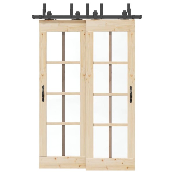 Sliding door hardware set, black, 152.5cm, steel