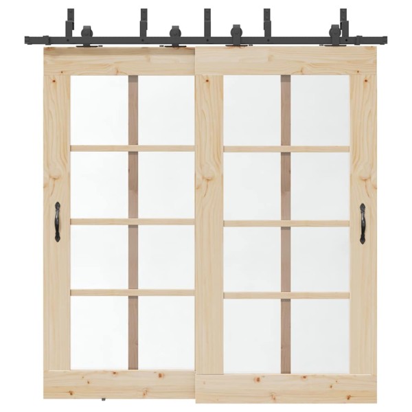 Sliding door hardware set, black, 213.5cm, steel