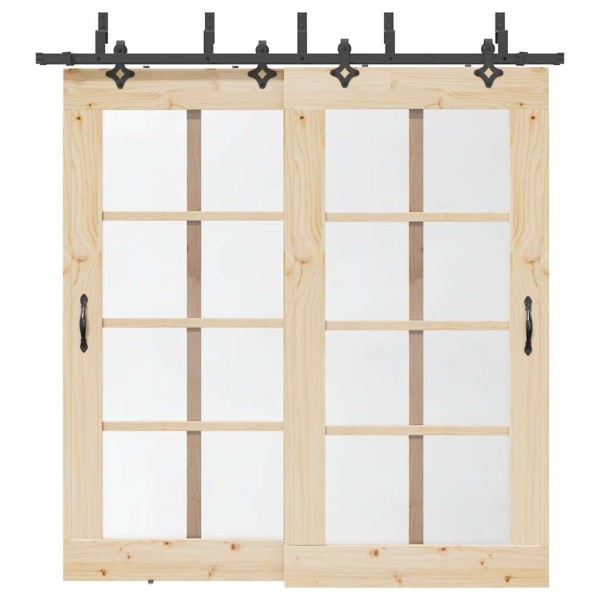 Sliding door hardware set, black, 213.5cm, steel
