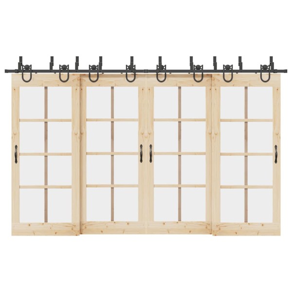 Sliding door hardware set, black width, 366 cm, steel
