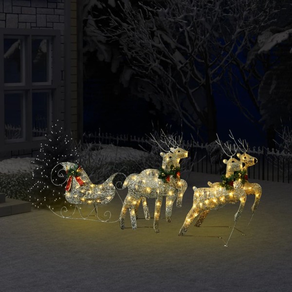 Christmas decoration deer and sleigh, golden color, 100 LED