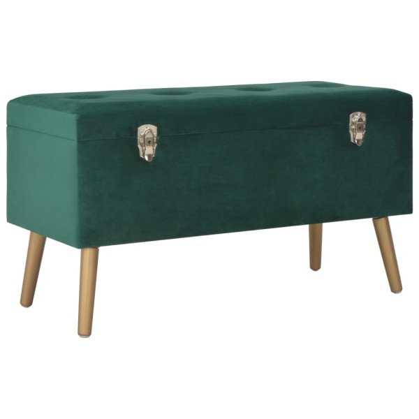 Bench with compartment for things, green, 80cm, velvet