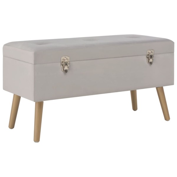 Bench with compartment for things, gray color, 80cm, velvet