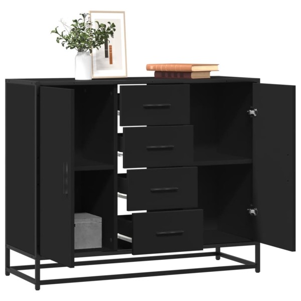 Side cabinet, black, 92x35x76cm, processed wood