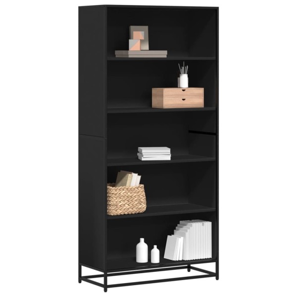 Bookcase, black, 80.5x35x170.5cm, processed wood