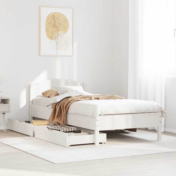 Bed frame without mattress, white, 90x200cm, solid pine