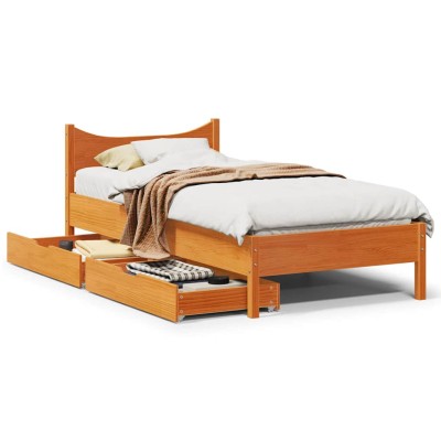 Bed frame with drawers, wax...