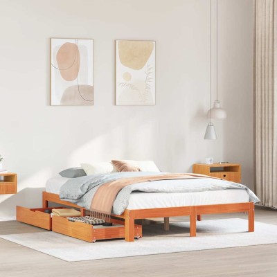 Bed frame with drawers, wax...