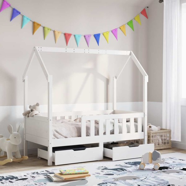 Children's bed frame with drawers, 80x170cm, solid pine