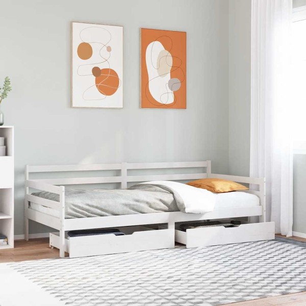 Bed with drawers, 90x200cm, solid pine wood