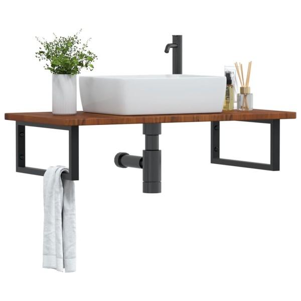 Washbasin shelf, steel and solid oak wood