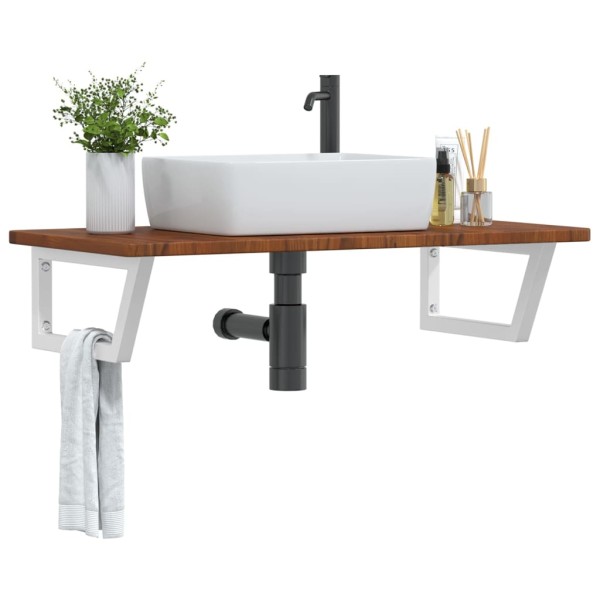 Washbasin shelf, steel and solid oak wood