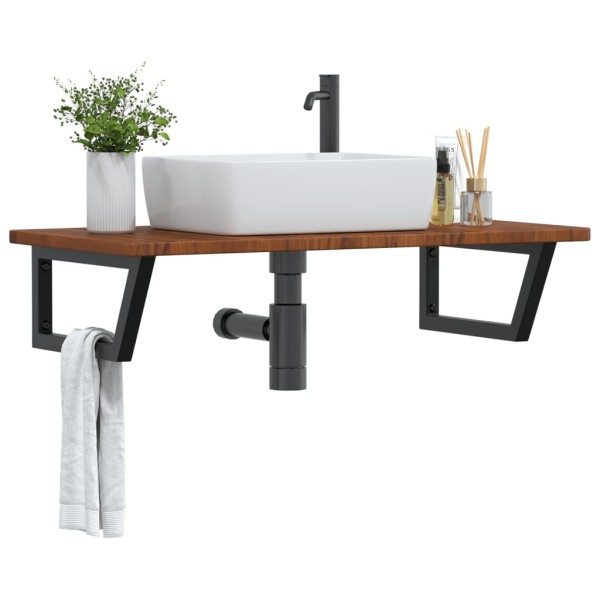 Washbasin shelf, steel and solid oak wood