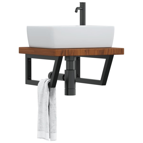 Washbasin shelf, steel and solid oak wood