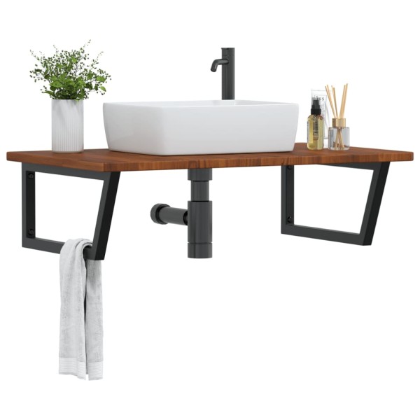 Washbasin shelf, steel and solid oak wood