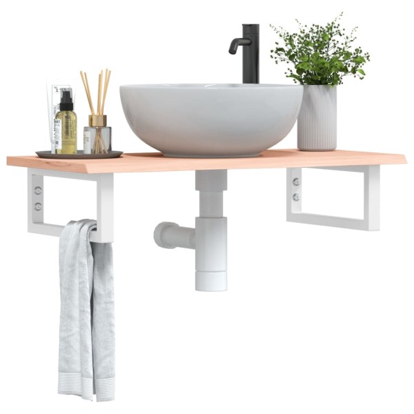 Washbasin shelf, steel and solid oak wood
