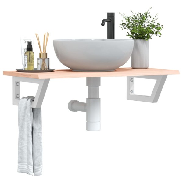 Washbasin shelf, steel and solid oak wood