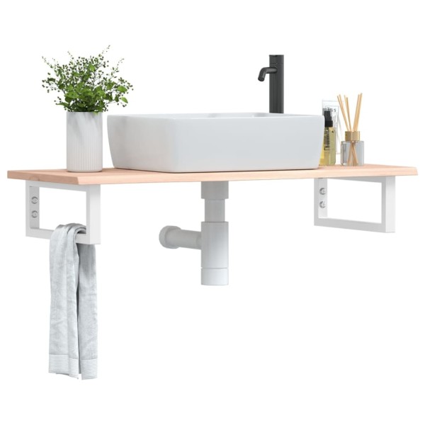 Washbasin shelf, steel and solid oak wood