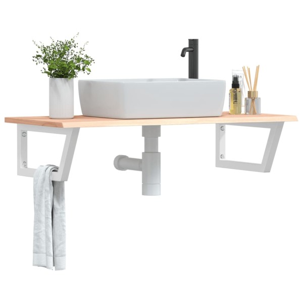 Washbasin shelf, steel and solid oak wood