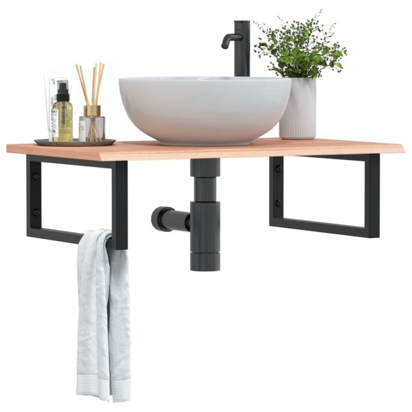 Washbasin shelf, steel and solid oak wood