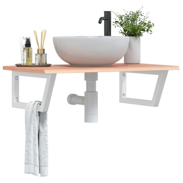 Washbasin shelf, steel and solid oak wood