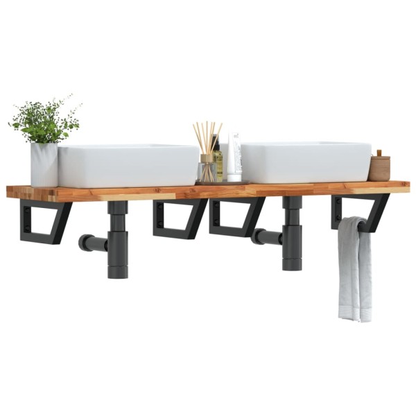 Shelf for the washbasin, steel and solid acacia wood