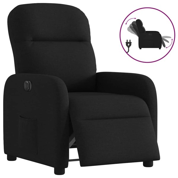 Electric reclining chair, black, fabric