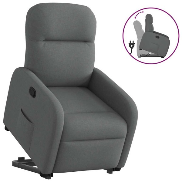 Stand up reclining chair, dark grey, fabric